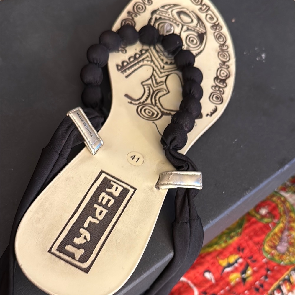 Replay Black Sandals with Wrap around Strings